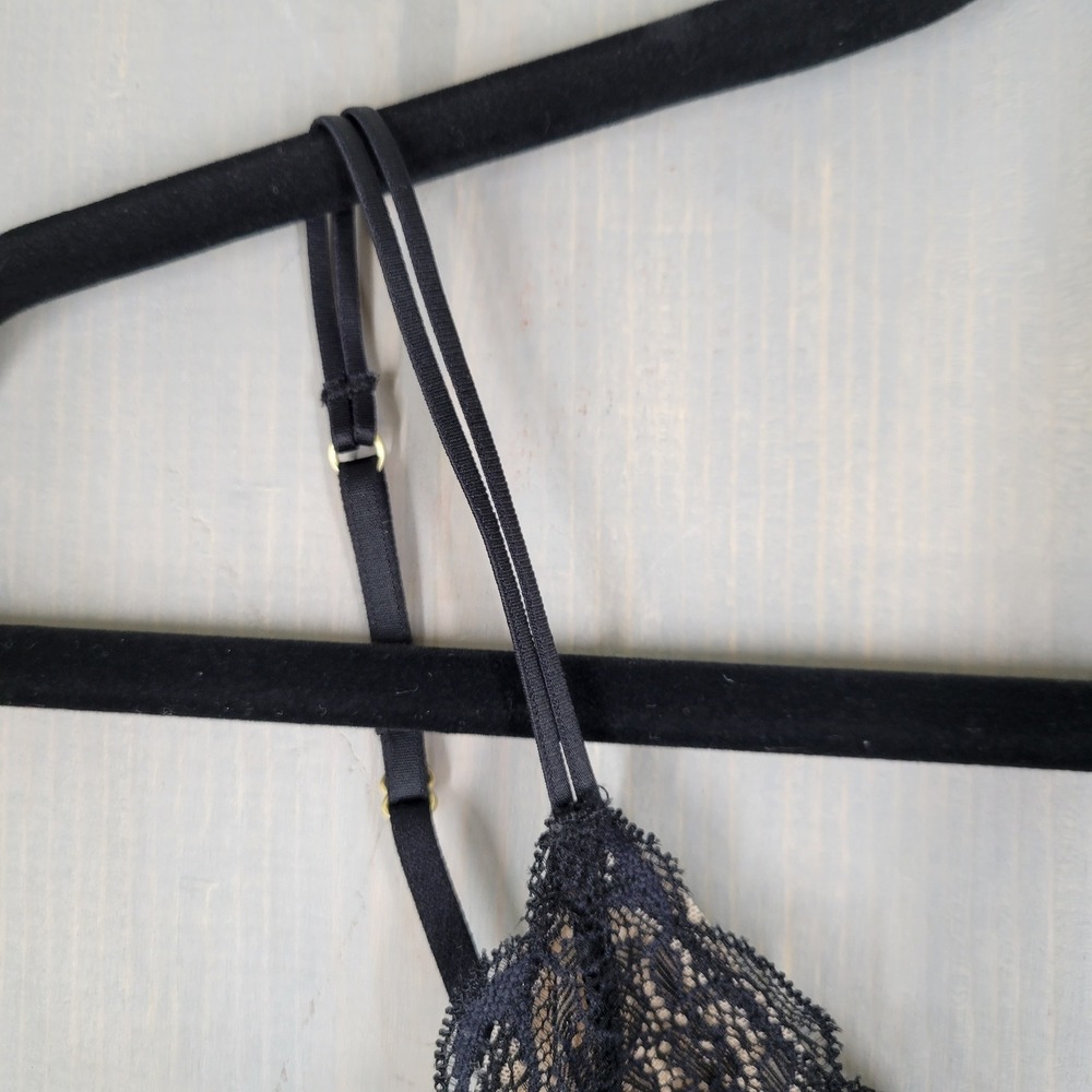 Madewell Bralette Women Small Black Lace Adjustable Straps Lined Longline - Picture 4 of 7